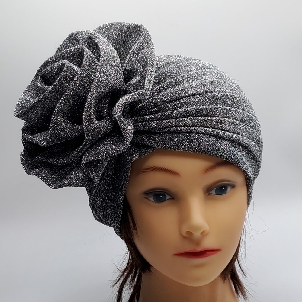 Aokid glitter hat cap headwrap with big flower - Picture 9 of 10